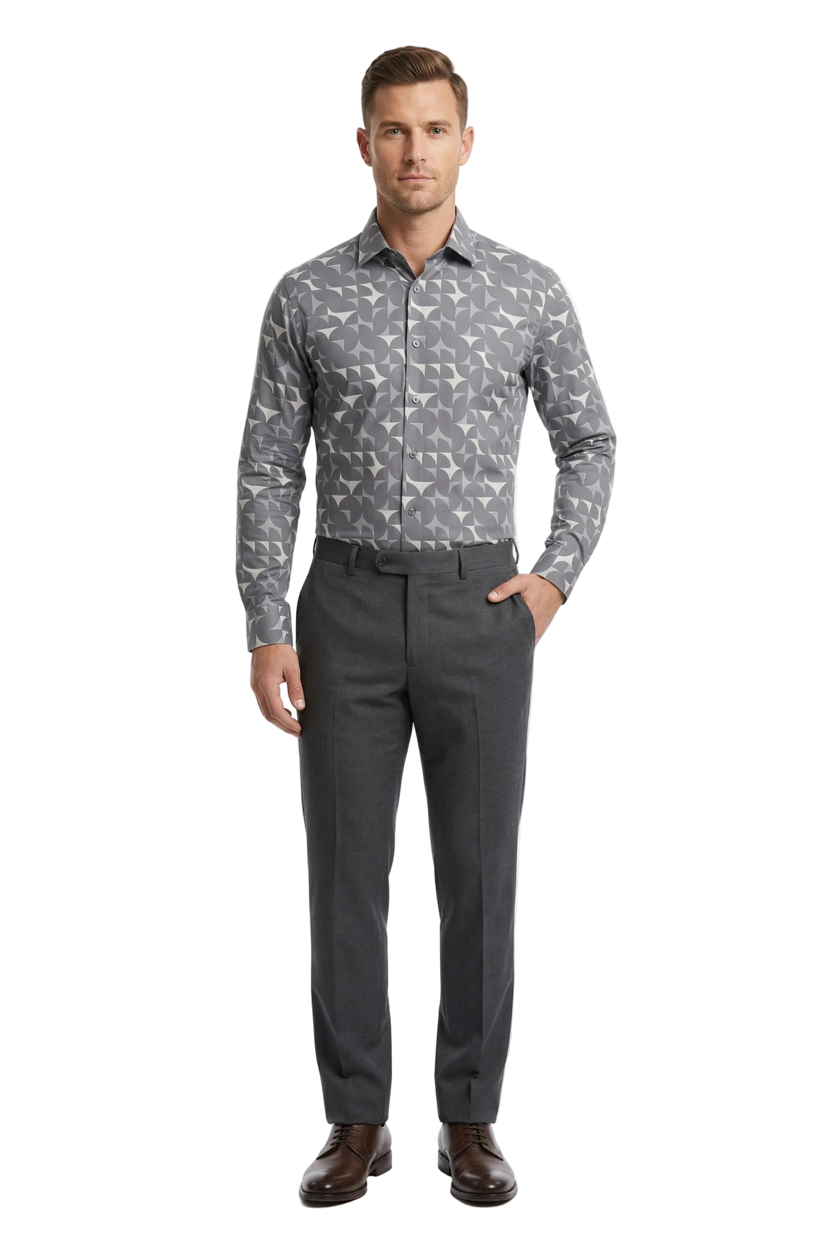 Geometric Cotton Dress Shirt
