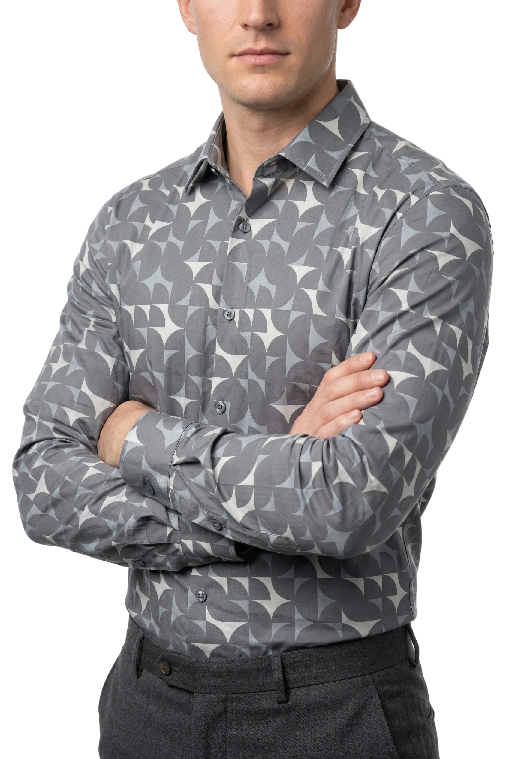 Geometric Cotton Dress Shirt