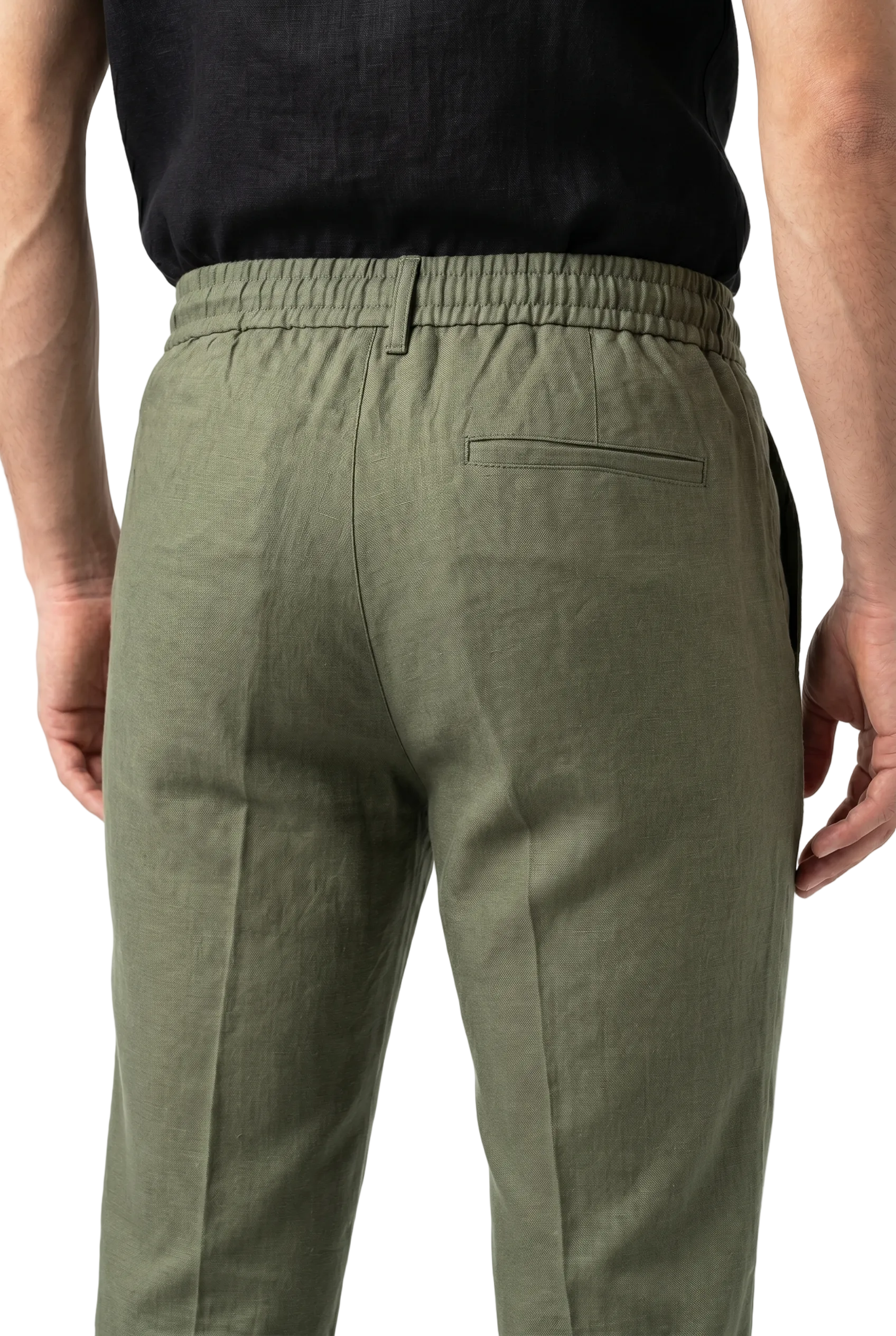 The Drawstring Trouser in Green Olive